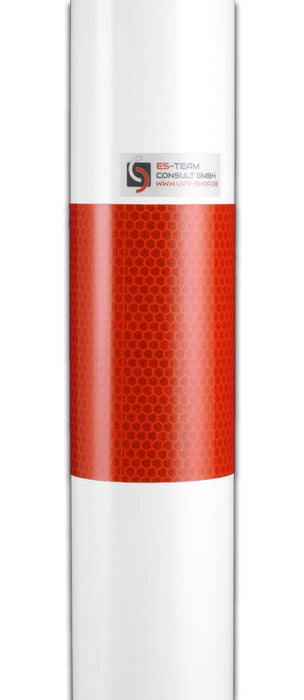 4er Pack Sperrpfostenset pulverbeschichtet weiß rot Ø60,3 mm 800 mm hoch mit Fußplatte zum Aufdübeln