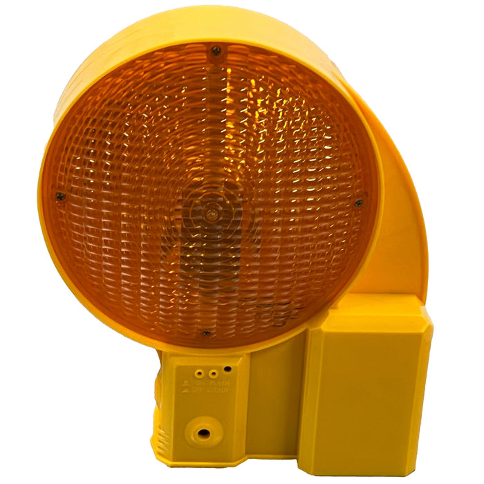 UVWARN Bakenleuchte gelbe LED + 1 Batterie 6 Volt 200mm Linse L6 DIN EN12352 einseitig