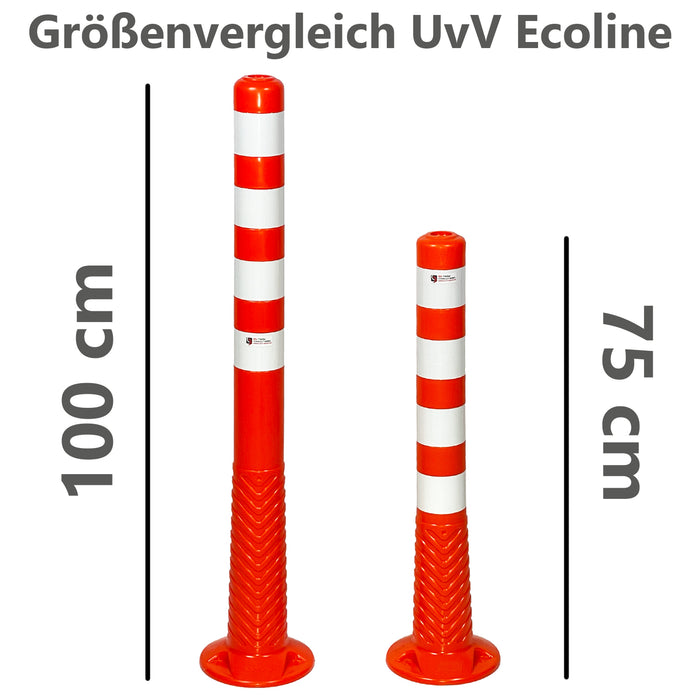 UvV Absperrpfosten Ecoline flexibel 75 oder 100cm orange mit Reflexstreifen inkl. Befestigungsmaterial