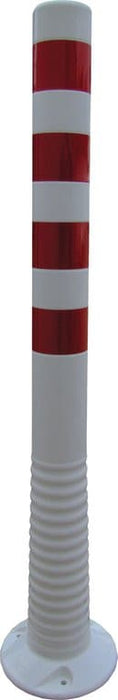 Absperrpfosten, Poller 100 cm, flexibel weiß, rot reflektierend.