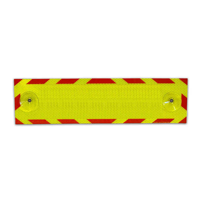 Hinweisschild für die Scheibe 45 x 12 cm leuchtend gelb - Wunschtext - mit Saugnapf