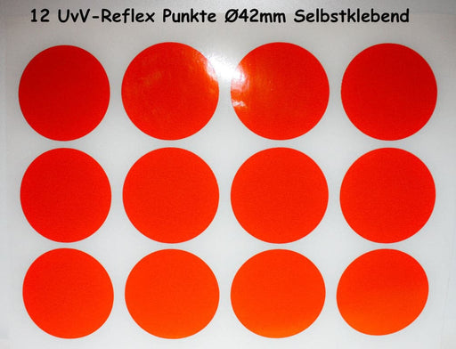 UvV Reflektoren Sticker Warnaufkleber 12 Stück Ø42 mm viele Farben.
