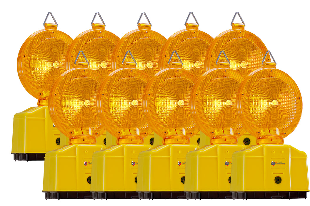 UvV 10 x LED Baustellenleuchte Warnleuchte gelb Sparpreis mit/ohne Batterien