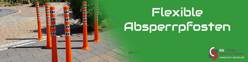 Flexibler Absperrpfosten, Sperrpfosten, Softpoller, 750 mm, Orange/Weiß, TPU