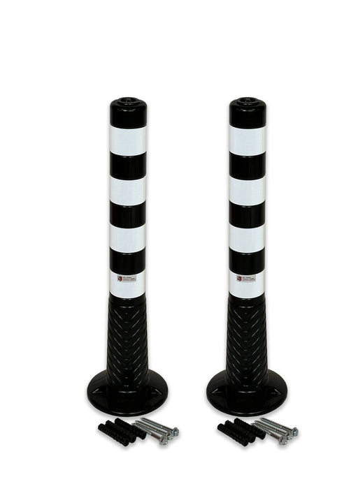 UvV-Shop UvV Absperrpfosten Ecoline flexibel 75 oder 100cm schwarz mit Reflexstreifen inkl. Befestigungsmaterial 2 x Pfosten Länge: 75 cm