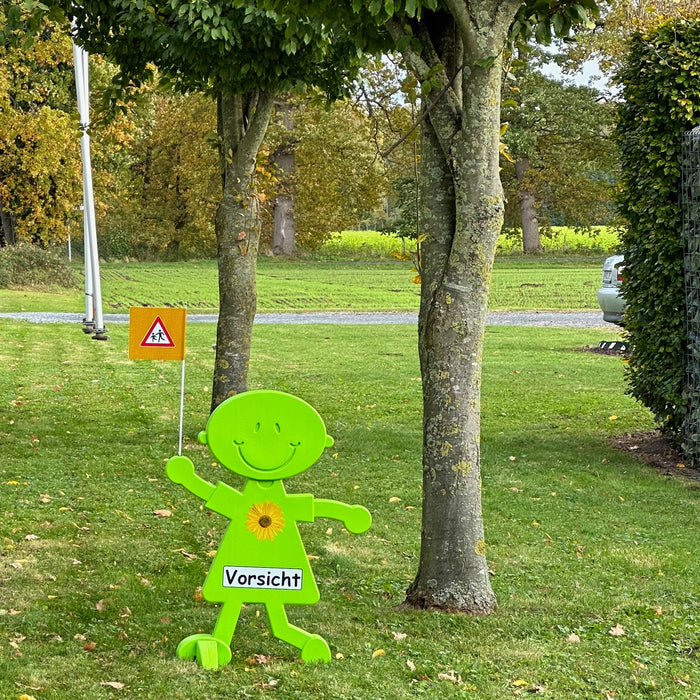 3D Warnschild "Wunschtext" mit reflektierender Folie und Design Sonnenblume für mehr Verkehrssicherheit