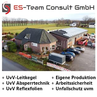 UvV-Shop UvV Absperrgitter ES-King 2 Meter Schrankenzaun ES + Set 4 Absturzsicherungen + 5 K1 Fußplatten mit RA1 oder RA2 (ES-King-Gitter-RA1)