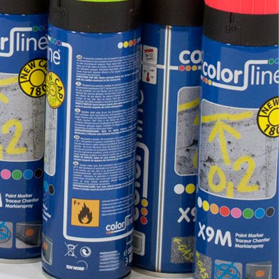 UvV-Shop Colorline PAINT MARKER - X9M -WEISS- 4 x 500 ml Spraydose, Sprühdose mit neuem Deckel für noch bessere Sprayergebnisse (180° Rundum-Kopf). Markierungsfarbe, Spray (weiß)