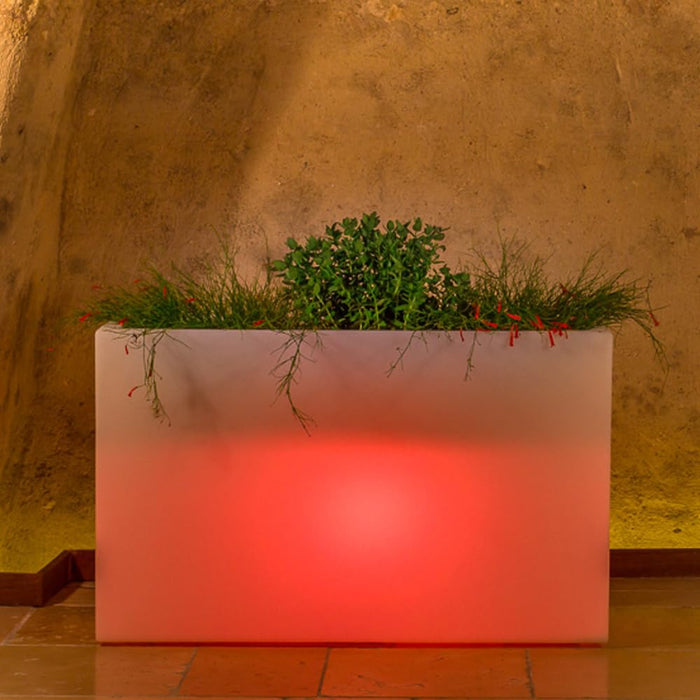 Design-Pflanzkübel Flowerpot XL Pflanzkasten 40 Liter Höhe 50cm Kunststoff weiß (LED Beleuchtung - RGB mit Netzstecker)