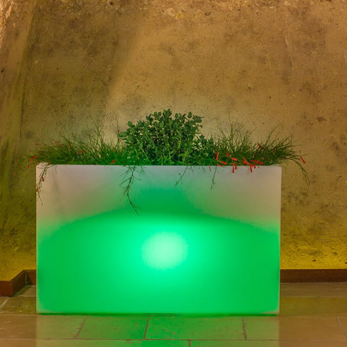 Design-Pflanzkübel Flowerpot XL Pflanzkasten 40 Liter Höhe 50cm Kunststoff weiß (LED Beleuchtung - RGB mit Netzstecker)