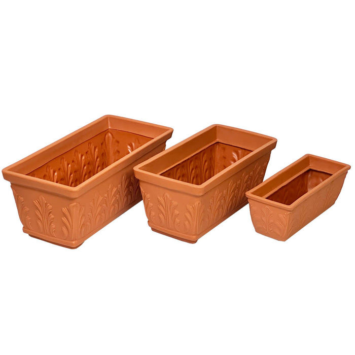 Mein-PFLANZTOPF - Blumentopf Mailand qualitativ hochwertiger Blumenkasten aus Kunststoff in Terrakotta Optik