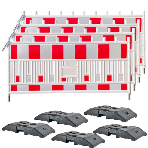 UvV-Shop UvV Absperrgitter TL Schrankenzaun ES + Set 4 Absturzsicherungen + 5 K1 Fußplatten mit RA1 oder RA2 (Reflexfolie Typ RA2B)