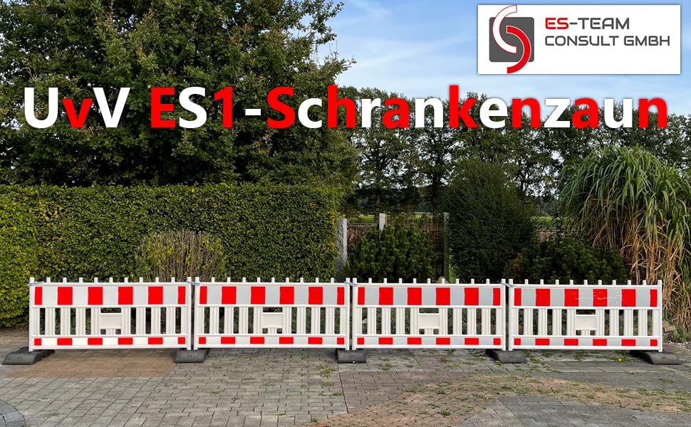 UvV-Shop UvV UVAS22 TL Set 4 x Schrankenzaun 2m - RSA21 konforme Absperrung von Baustellenbereichen - retroreflektierend rot weiß (Reflexfolie RA2/B) Reflexfolie RA2 B