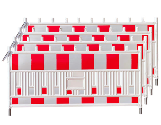 UvV-Shop UvV UVAS22 TL Set 4 x Schrankenzaun 2m - RSA21 konforme Absperrung von Baustellenbereichen - retroreflektierend rot weiß (Reflexfolie RA2/B) Reflexfolie RA1