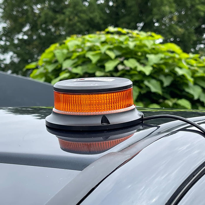 UvV Kennleuchte LED Flash Bauleiter -Magnet 200 km/h Rundumleuchte ECE R65 in orange mit 7 Leuchtmodi - für Auto LKW 12V Warnlicht Blinkleuchte