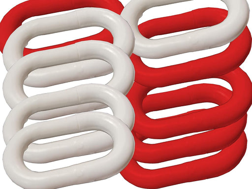 UvV-Shop UvV Absperrketten Notglieder 10er Set, Reparatur und Verbindungsglieder aus Kunststoff in vielen Farben und Größen 10 mm rot + weiß