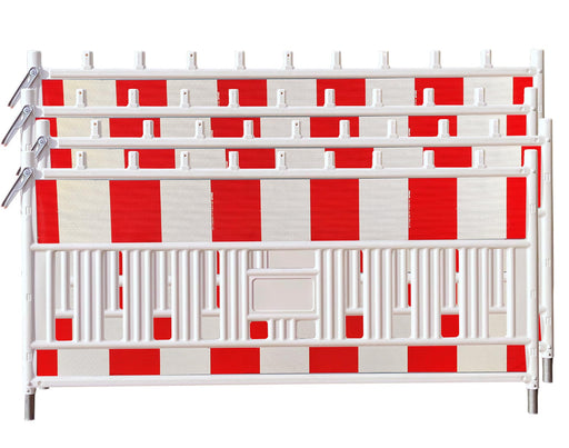 UvV-Shop UvV UVAS22 TL Set 4 x Schrankenzaun 2m - RSA21 konforme Absperrung von Baustellenbereichen - retroreflektierend rot weiß (Reflexfolie RA2/B) Reflexfolie RA2 B