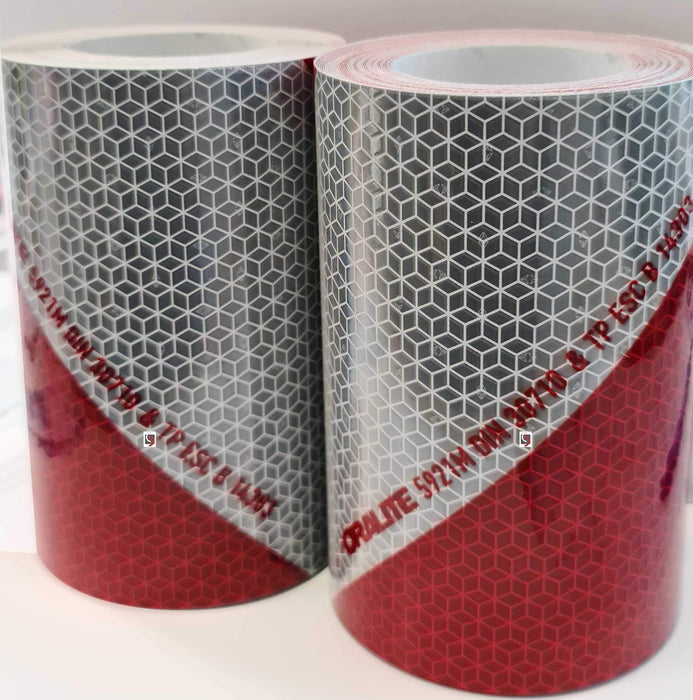 UvV-Shop ( 8,61€/m) ORALITE 5921 M KFZ Warnmarkierung 9m x 141mm Set 2 Rollen (1x links-1x rechts) DIN 30710 orafol