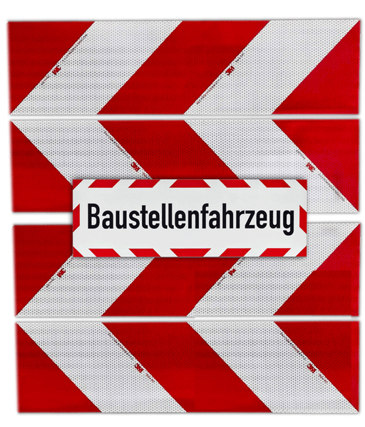 UvV-Shop UvV 3M Kfz-Warnmarkierung Magnet 4x564mm + 1 x Zusatzschild Baustellenfahrzeug 450x150mm