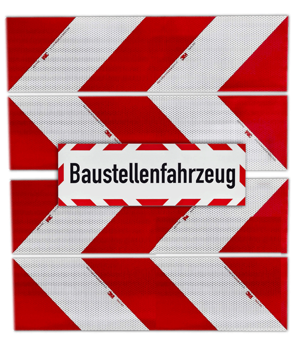 UvV-Shop UvV 3M Kfz-Warnmarkierung Magnet 4x564mm + 1 x Zusatzschild Baustellenfahrzeug 450x150mm
