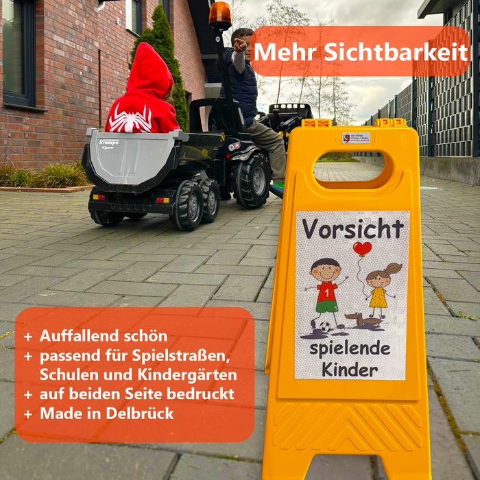 UvV-Shop 2 Stück Kinder Warnschild Aufsteller Vorsicht spielende Kinder