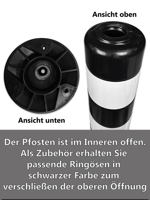 UvV Absperrpfosten Ecoline flexibel 75 oder 100cm schwarz mit Reflexstreifen inkl. Befestigungsmaterial