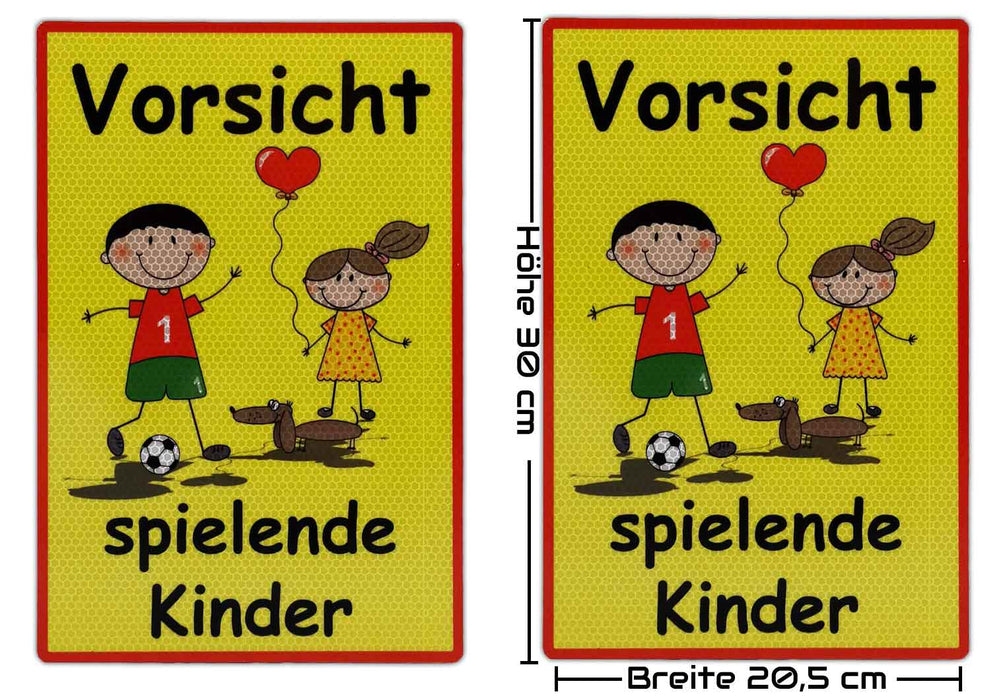 3D Warnschild VZ136 'Vorsicht spielende Kinder' mit reflektierender Folie für mehr Verkehrssicherheit