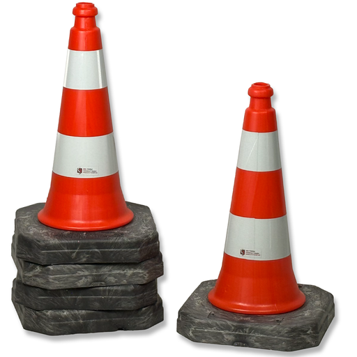 UvV-Shop UvV Bigfoot EVO Verkehrsleitkegel 50 cm | 2,4 kg | RA1 Reflexfolie 5er Set
