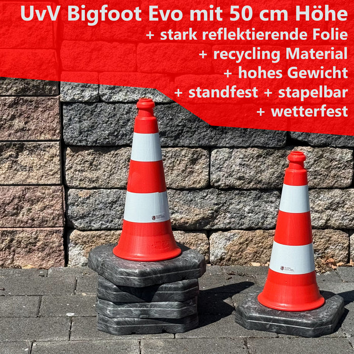 UvV Bigfoot EVO Verkehrsleitkegel 50 cm | 2,4 kg | RA1 Reflexfolie