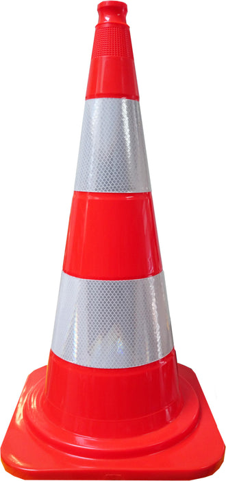 UvV-Shop Leitkegel PVC 750mm mit 2 Streifen silber reflektierend, 4,2 kg