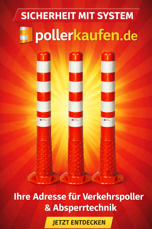 UvV-Shop Flexible Premium Absperrpfosten, Poller 100 cm orange Reflexfolie RA2/C - 3 Stück Set