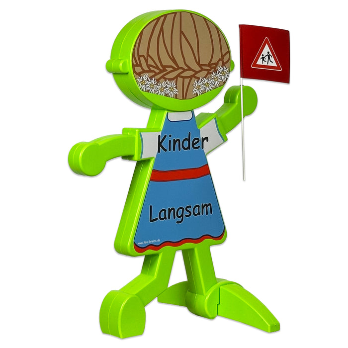 UvV 3D Sicherheitsschild Loisl /Resi Kinder Langsam Warnschild Warnpuppe Lederhose oder Dirndl