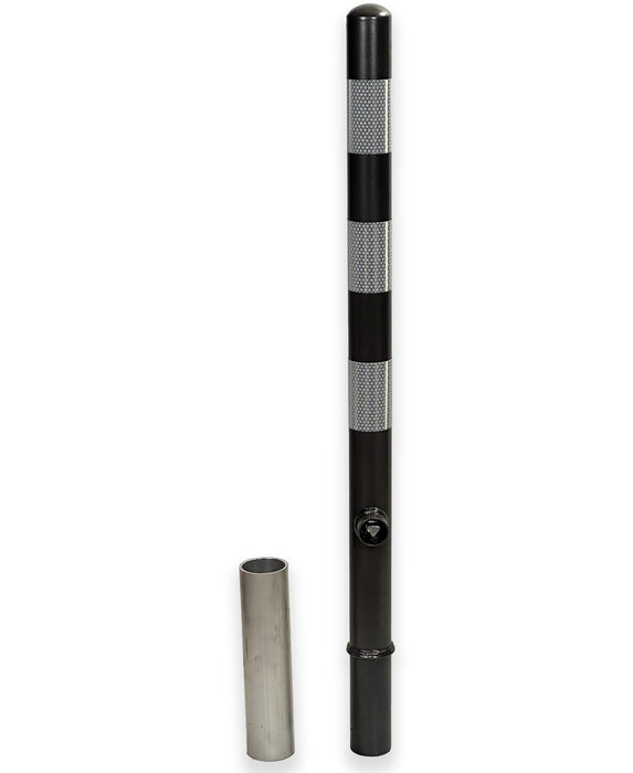 UvV-Shop UvV Skive Absperrpfosten Eisenglimmer Ø60 mm herausnehmbar Dreikantschloss feuerverzinkt Folie silber RA2 C ohne Ösen