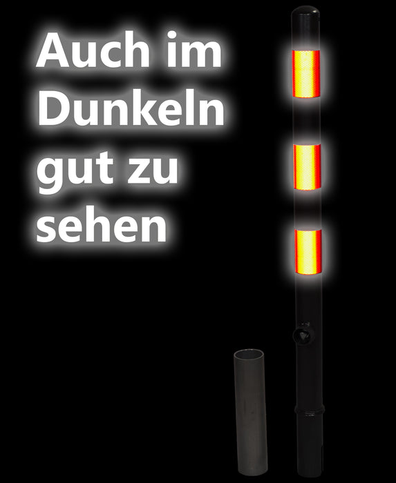 UvV-Shop UvV Skive Absperrpfosten Eisenglimmer Ø60 mm herausnehmbar Dreikantschloss feuerverzinkt Folie silber RA2 C ohne Ösen