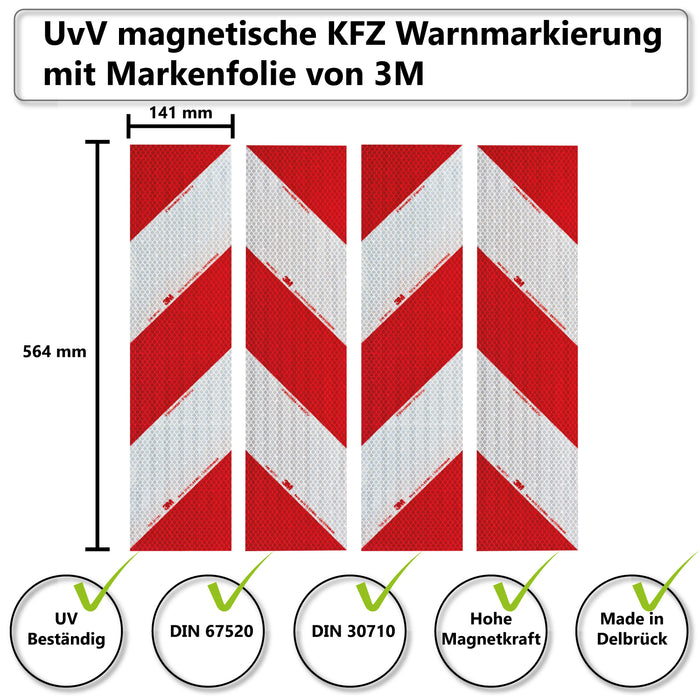 3M Kfz-Warnmarkierung Set magnetisch 3M 3410 | Set 4 x 141x564 nach DIN 30710