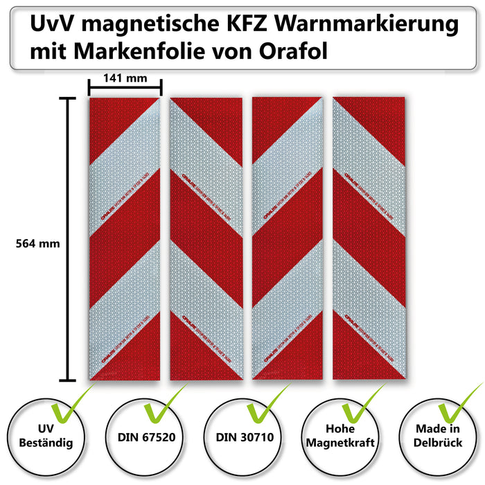 Kfz-Folie DIN30710 Orafol Magnetset+LED 8093+Baustellenfahrzeug 45x15cm