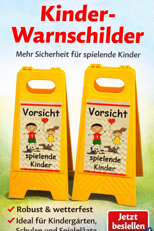 UvV-Shop 2 Stück Kinder Warnschild Aufsteller Vorsicht spielnde Kinder