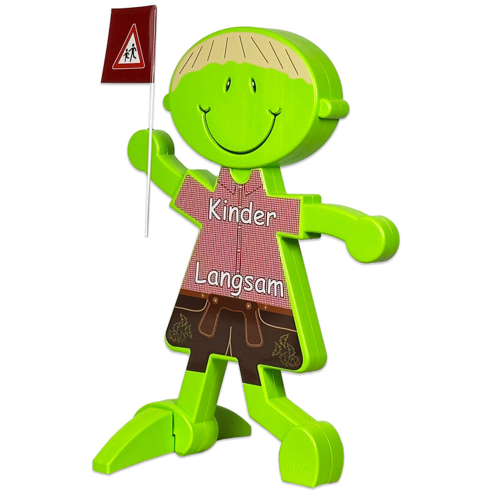 UvV 3D Sicherheitsschild Loisl /Resi Kinder Langsam Warnschild Warnpuppe Lederhose oder Dirndl