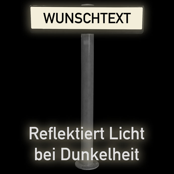 UvV Parkplatzschild + Halterung + Standpfosten / Absperrpfosten + individueller Text