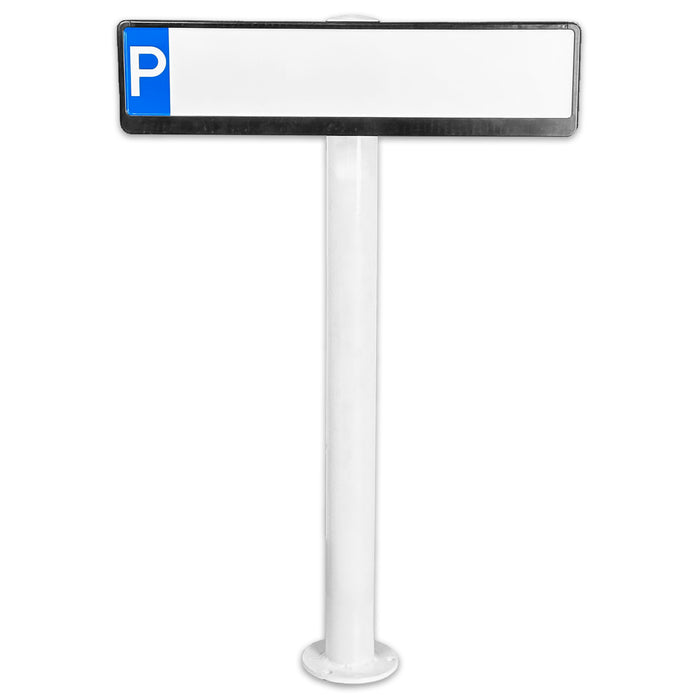 UvV Parkplatzschild + Halterung + Standpfosten / Absperrpfosten + individueller Text