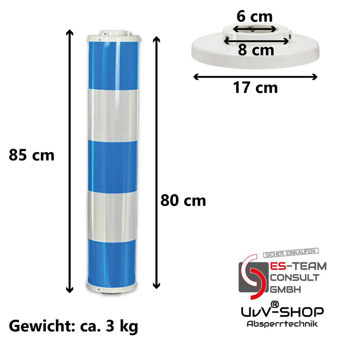 Fussgänger Zebrastreifen Warnsäule RA2C blau-weiß NRW Modell DN60 oder 76er Rohrpfosten