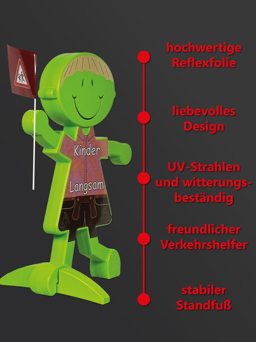 UvV 3D Sicherheitsschild Loisl /Resi Kinder Langsam Warnschild Warnpuppe Lederhose oder Dirndl