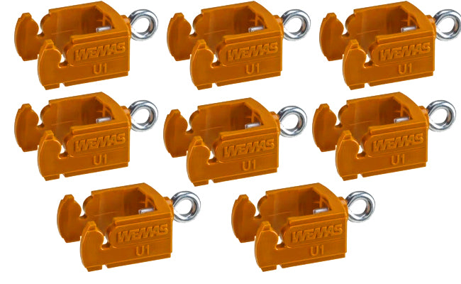 UvV-Shop UvV Klemmschellen (Typ K1) Set 8 Schilderklemmen mit Ösenschraube Verkehrszeichen Baustellen U-Klemme für Zusatzschilder (orange)