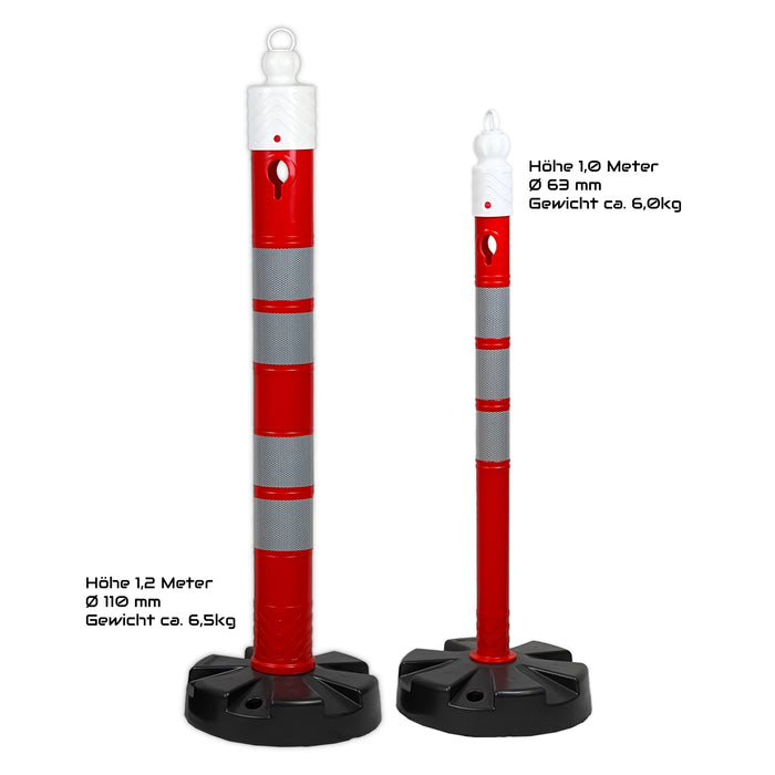 UvV Absperrkette Kunststoff Style Oval 25 Meter mit 8mm Stärke in rot und weiß + 2 schwarze Haken