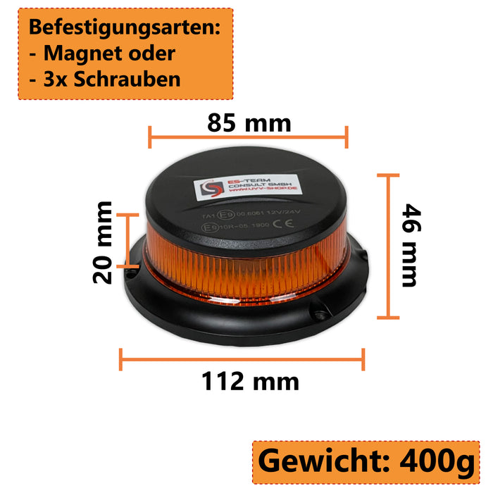 UvV Set Kfz Warnmarkierung  4 x Klebefolie 564x141mm  + Magnet LED Blitzer