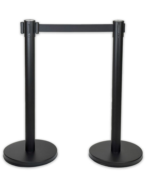 UvV-Shop UvV BounceLine Personenleitsystem, Absperrpfosten 2 Pfosten schwarz 90 cm je 3 m Gewebeband Schwarz ohne Reflexfolie
