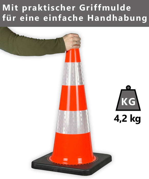 UvV-Shop UvV Pylonen Leitkegel 75 cm gelb flexibel, schwerer Fuß (4,2 kg Warnkegel) Teilreflex RA1