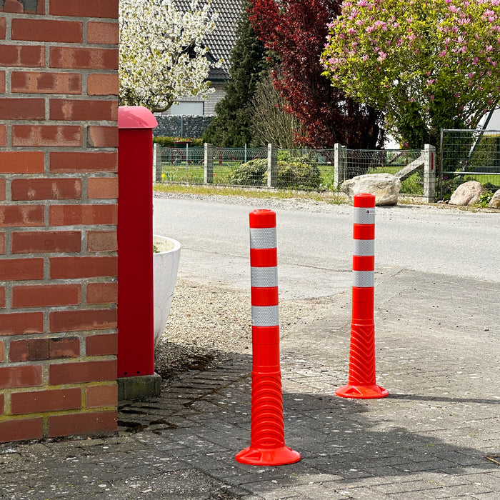 UvV Premium Flexible Poller Absperrpfosten 75cm Orange drei Reflexstreifen inkl. Befestigung +Kettenöse