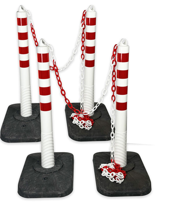 UvV-Shop Kettenpfosten Set flexibel mit schwerer Fußplatte (8 kg) 75 oder 100 cm Höhe