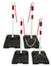 UvV-Shop Kettenpfosten Stahl Set 1 Meter 40mm Stahlpfosten + 13 kg Fußplatte + Absperrkette robuste Absperrlösung Set mit 4 Pfosten vezinkt und weiß beschichtet